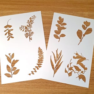 Leaf Botanical Stencils Set of 2 - 6"x8" (approx) for Autumn Fall Art Journals, Cards, Scrapbooking, ATCs, etc - Free UK Postage!