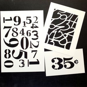 Number Stencil Set (handmade) for arts/crafts: ATCs, Cards, Scrapbooking, Journals etc - FREE UK POSTAGE