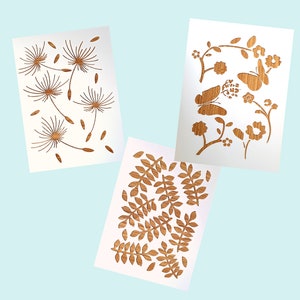 A Set of 3 A5 Summer Garden Stencils to Use in Art Journals, Card-making, Scrapbooking, etc. - Free UK Postage!