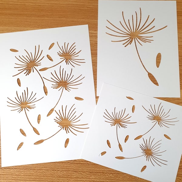 Dandelion Seeds Pochoir Set - Fait à la main - pour les revues d’art, les journaux indésirables, les cartes, les ATC, le scrapbooking - FRAIS DE PORT GRATUITS AU ROYAUME-UNI