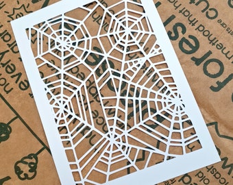 Halloween Cobwebs Stencil for art Journals, ATCs, crafts, decorations, mixed media, gelli printing  6"x8" approx - FREE UK Postage!