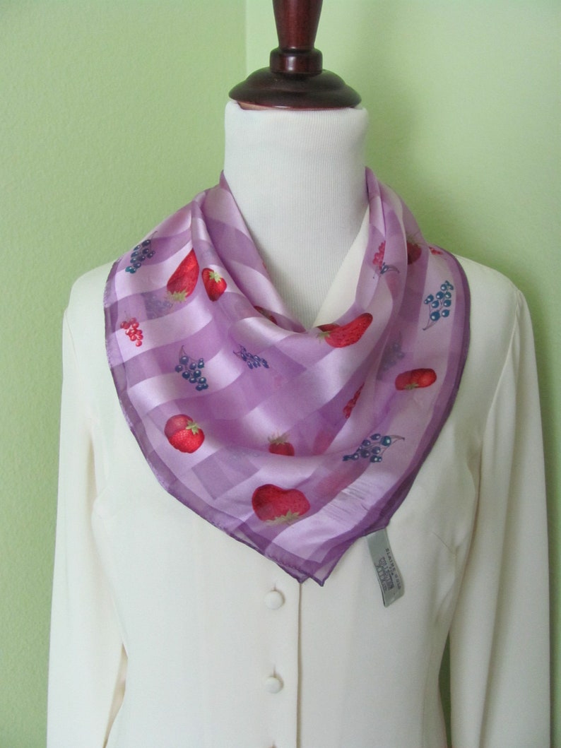 Designer Lovely Small Purple Soft Silk Scarf 20 Square Affordable Scarves Many others to choose from in my shop image 1