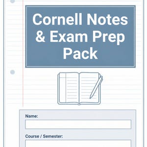 Cornell Notes & Exam Prep Pack, Active Recall, Mind Map (Digital Download)