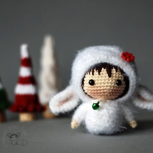 White Sheep Doll  - pdf crochet pattern. Tanoshi series toy.