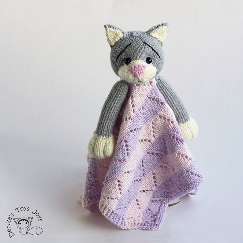 Gray Cat Toy Baby Blanket. Pdf knitting pattern. Cute gift for Etsy