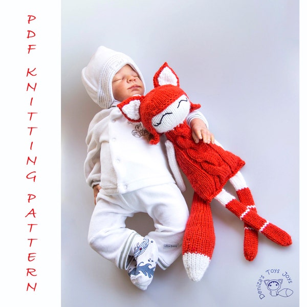 Foxy Naptime doll. PDF knitting pattern. Knitted in the round. Doll for kids. Nursery decoration. Kawaii toy. Toy knitting pattern