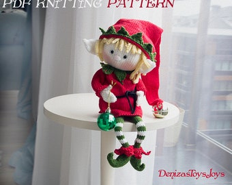 Pixie series Elf Doll. PDF knitting pattern. Knitted in the round. Christmas pattern. New Year Doll. Christmas Decoration. Kawaii toy.