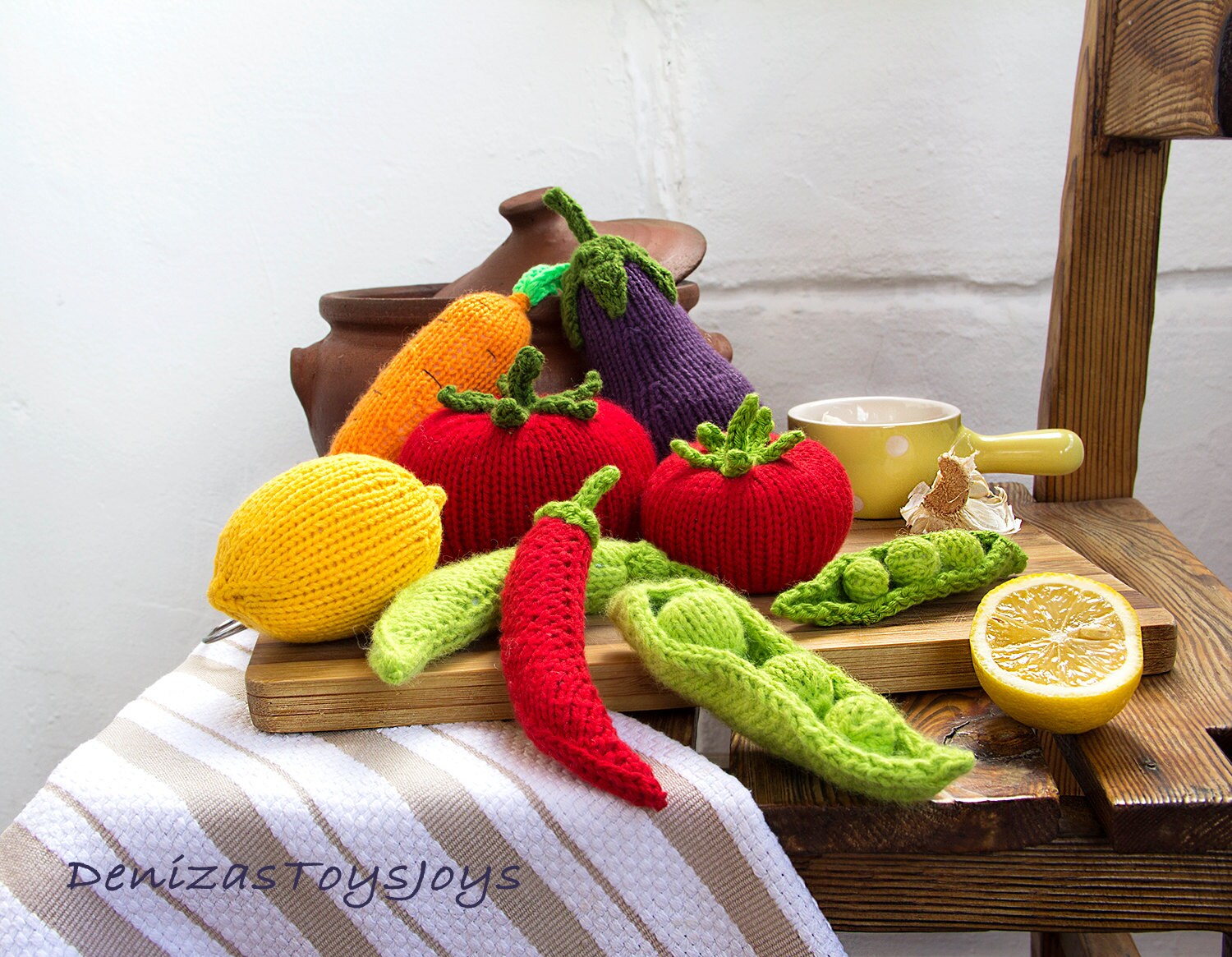 Vegetables pdf knitting patterns. Knitted in the round. Etsy