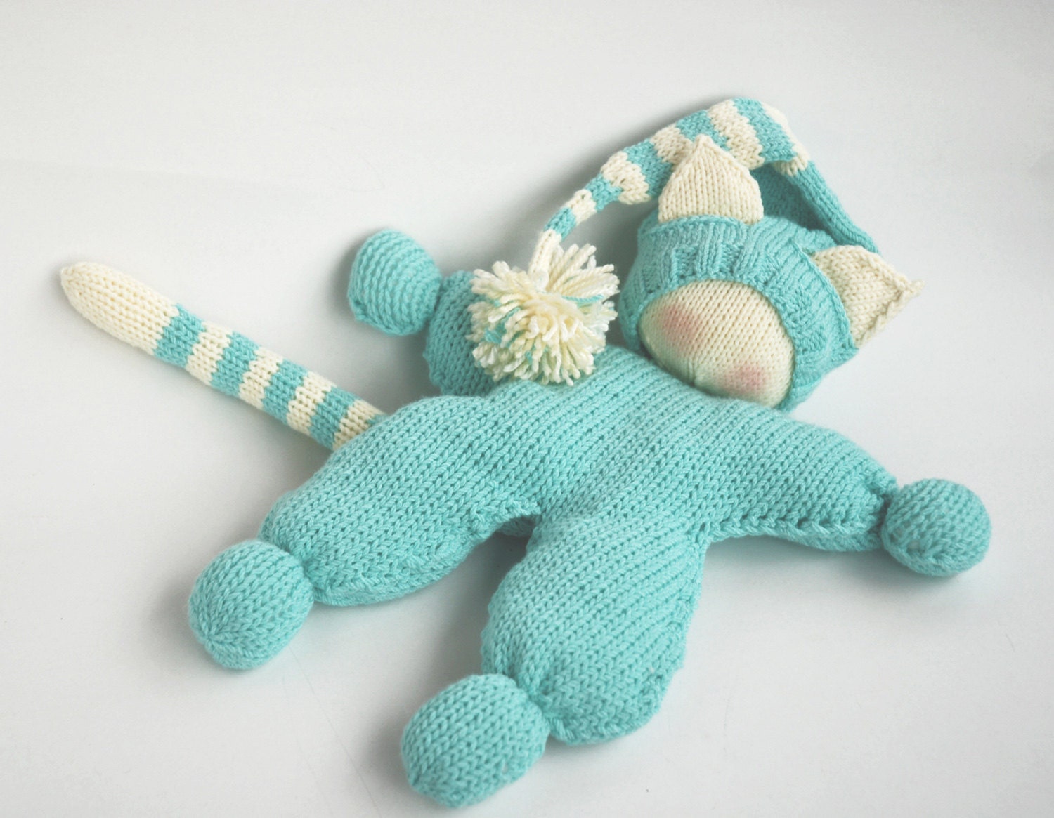 Waldorf knitted Cat doll for small babies PDF knitting Etsy