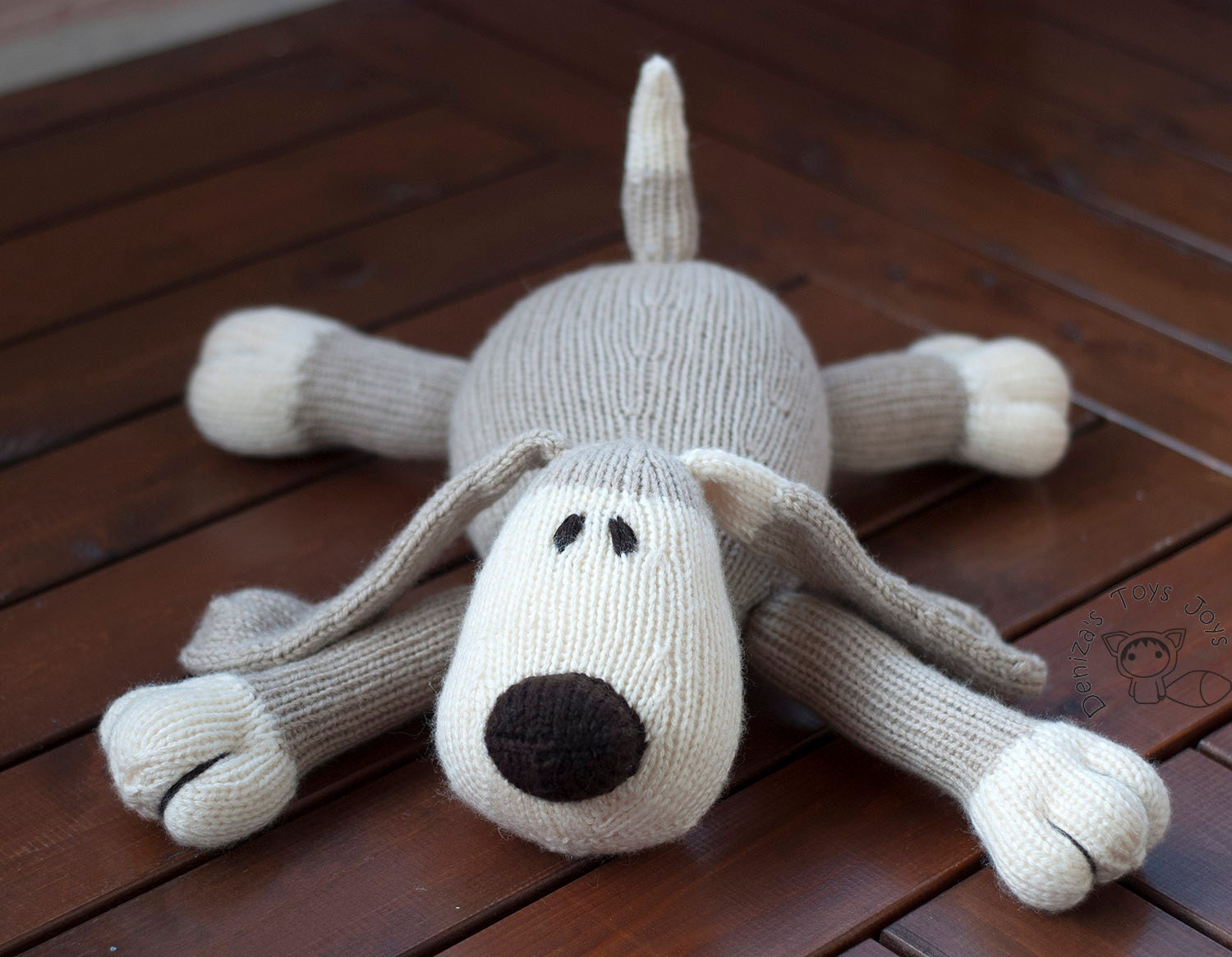 Dog PDF knitting pattern. Knitted in the round. Toy for kids. Etsy