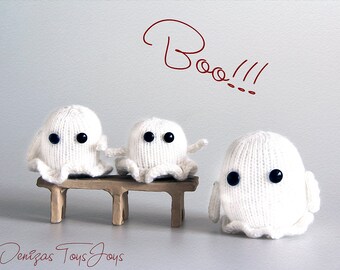 3 Sweet Ghosts. Halloween Ghost.Easy Knitting pattern (knitted in the round). Halloween pattern. Halloween decoration
