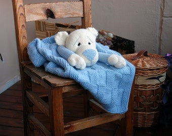 Baby Bear Toy Blanket - knitting pattern