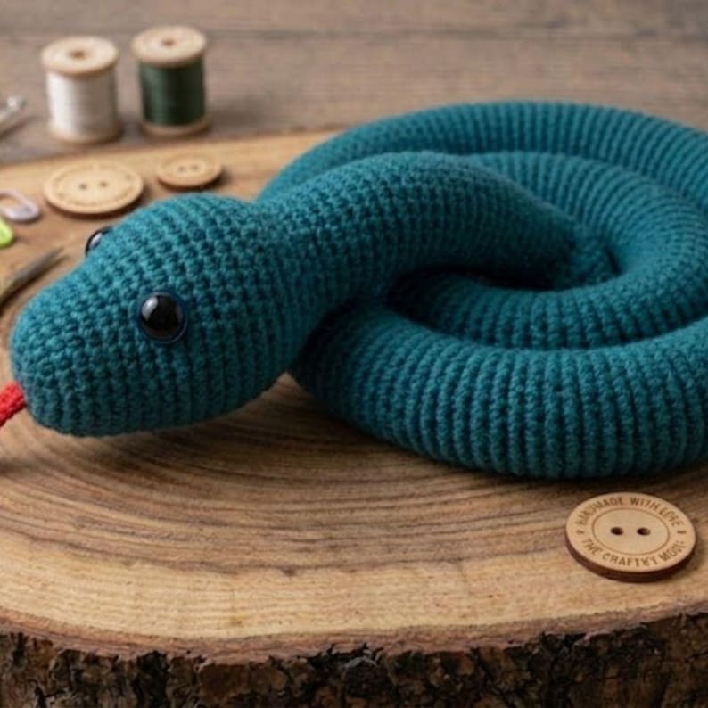 Snake Crochet Pattern PDF, Realistic Amigurumi Snake Plush Tutorial ...