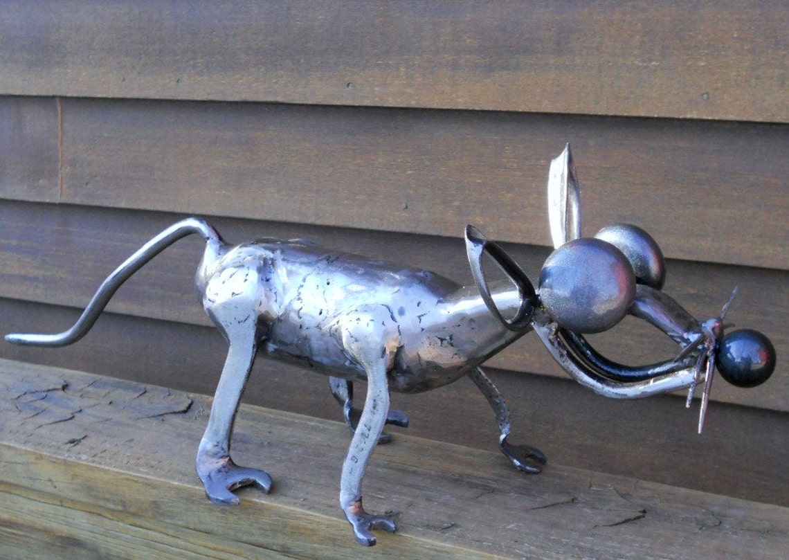 Rat Metal Sculpture Yard Art Garden Art Found Objects Big Rat Etsy
