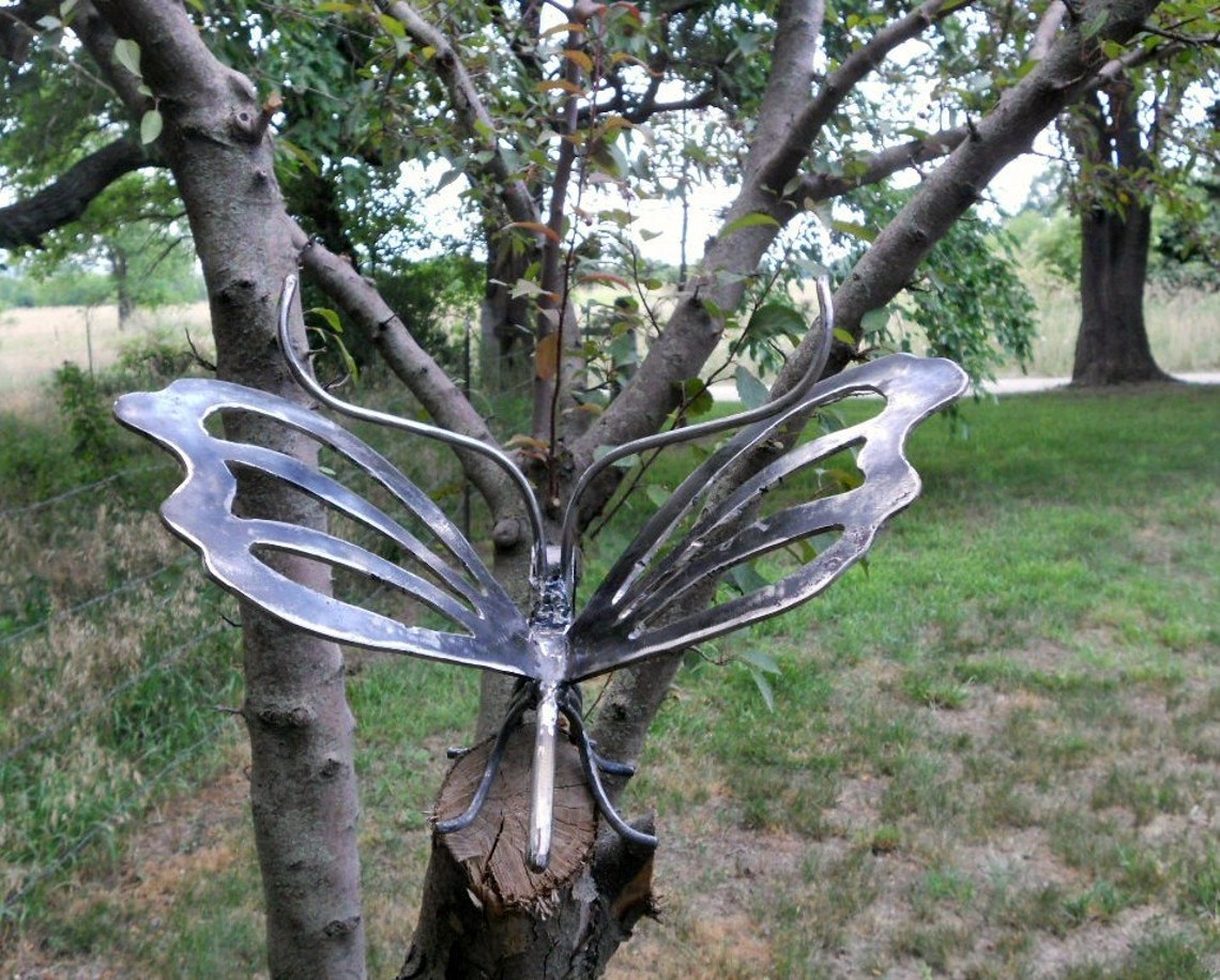 Butterfly Metal Sculpture Welded Yard Art Garden Art Found Etsy