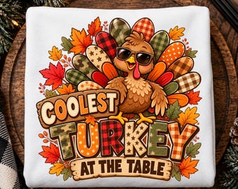 Coolest Turkey At The Table, Boys Thanksgiving Turkey PNG