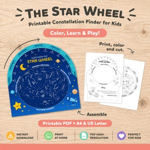 Star Wheel Printable Activity for Kids | Constellation Finder | Night Sky Astronomy Learning Game