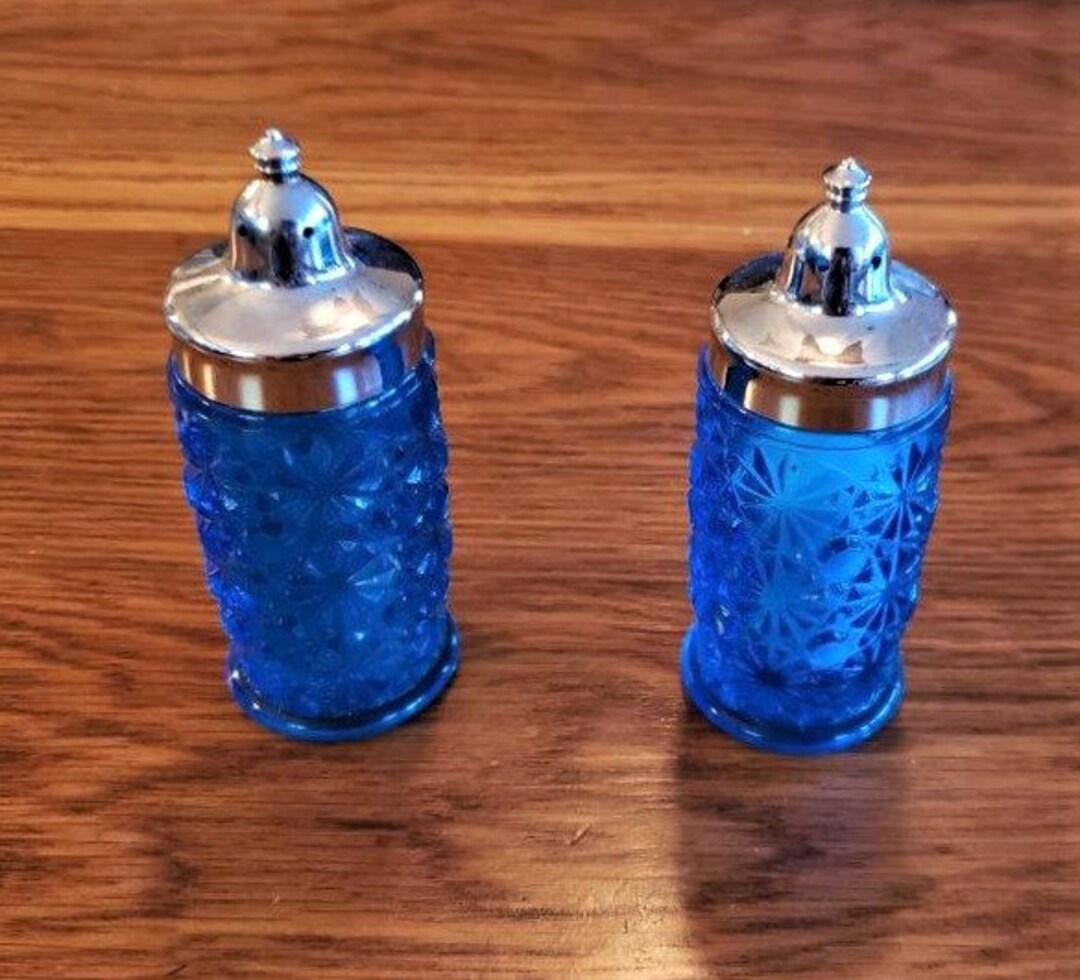 Cobalt Blue Glass Salt and Pepper Shaker Setindiana Etsy