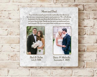 Regalo de boda para padres, regalo de agradecimiento, marco de fotos personalizado, marco para dos fotos, regalo de novios, regalo de recién casados