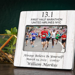 13.1 Half Marathon Runner Picture Frame, Boston Marathon Gift, Running Photo Frame, Marathoner Gift, Finisher Wooden Frame, Triathlon Gifts