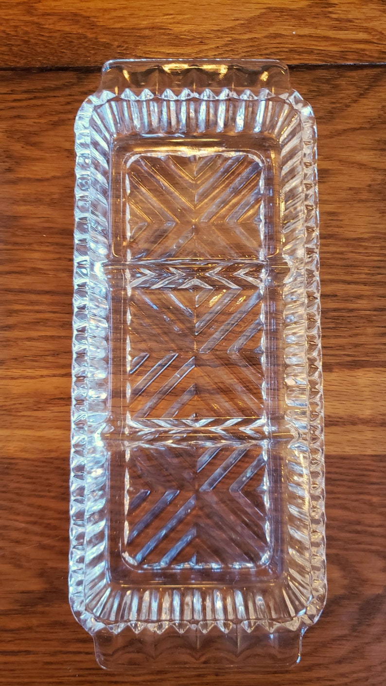 Crystal Glass Relish Trayvintage Glass Condiment Traysnack Etsy