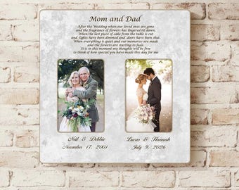 Mom and Dad Wedding Gift, Wedding Frames for Parents, Thank You Picture Frame, Parents of the Bride Frame, Groom To Parents,