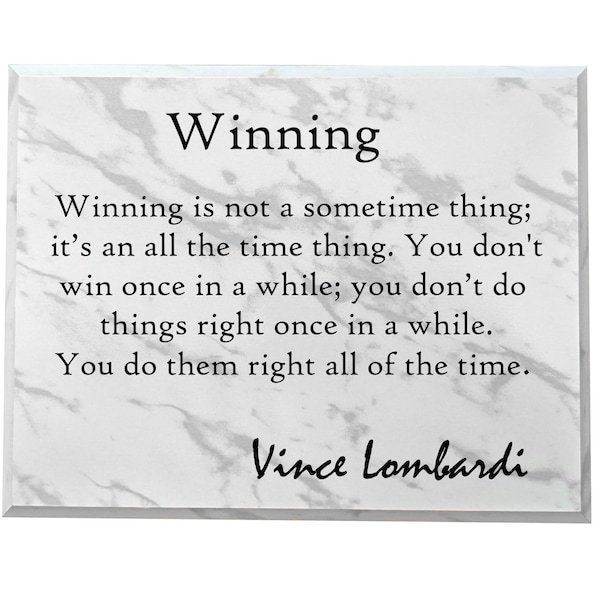 Vince Lombardi Quote Plaque, Winning Wall Decor, Teacher Gift Idea, Man Cave Wooden Sign, Football Coach Gift, Motivational Wall Hanging