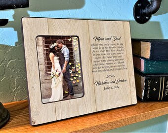 Mom And Dad Picture Frame, Wedding Day Gift For Parents, Photo Frame From Bride, Thank You Gifts, Picture Frame With Saying,Wood Photo Frame