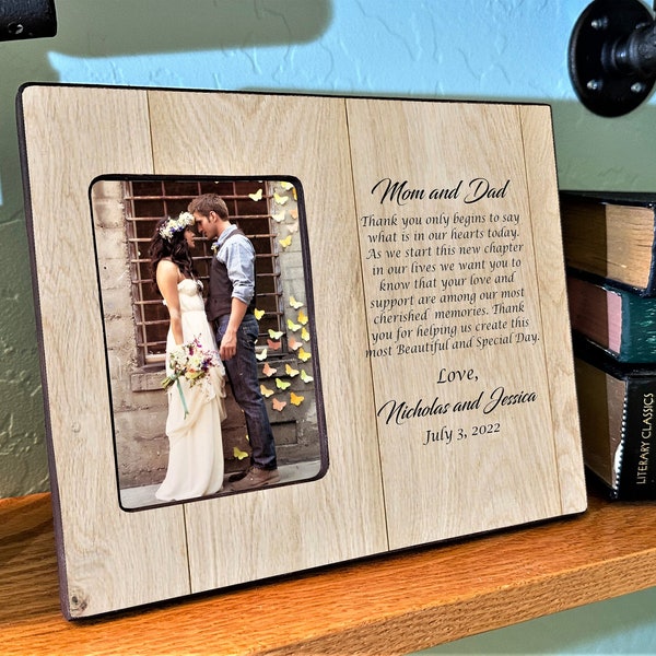 Mom And Dad Picture Frame, Wedding Day Gift For Parents, Photo Frame From Bride, Thank You Gifts, Picture Frame With Saying,Wood Photo Frame