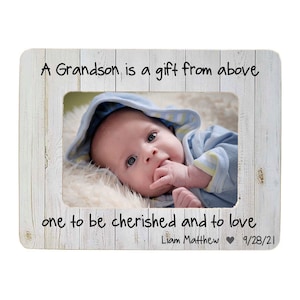 Grandson Frame, Grandson Picture Frame, Gift For Grandma, First Grandson Photo Frame, Grandchild Picture Frame, Granddaughter Frame, Gift