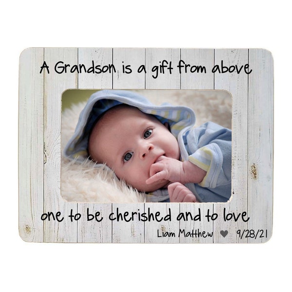 Grandson Frame, Grandson Picture Frame, Gift For Grandma, First Grandson Photo Frame, Grandchild Picture Frame, Granddaughter Frame, Gift