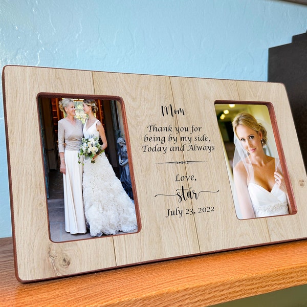 Personalized Mom Wedding Gift, Mother Of The Bride Frame, Double Photo Frame, Wedding Picture Frame, Bride To Mom Gift, Engraved Frame, 7x12