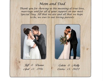 Parent Gift, Wedding Photo Frame Double, Mom And Dad Picture Frame, Marriage Keepsake, To Parents On Wedding Day, Engraved Frame, 12X12