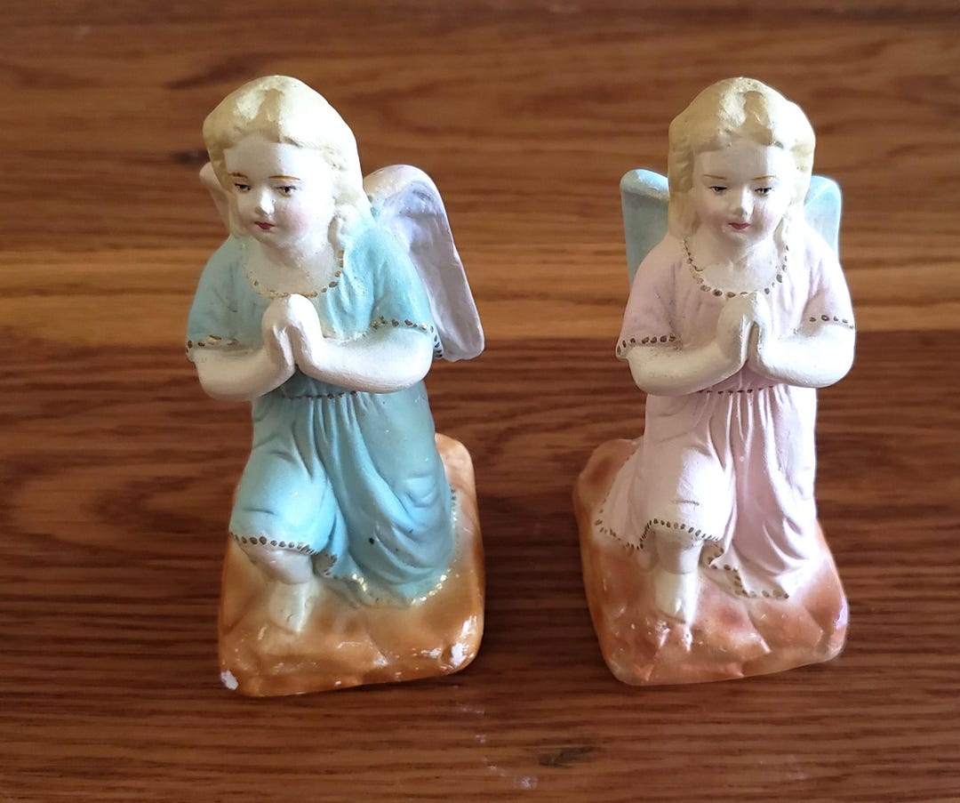 Vintage Ceramic Praying Angels-hand Painted Angels-set of Two - Etsy