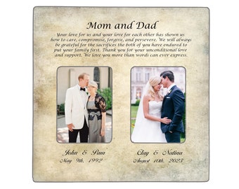Parents Wedding Gift, Thank You Wedding Gift, Personalized Photo Frame, 2 Pictures Frame, Gift From Groom And Bride, Gift From Newlyweds
