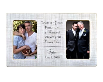 Father And Son Picture Frame, Then And Now Photo Frame, Wedding Gift For Dad, Father Of The Groom Gift, Double Picture Frame, Wooden, 7x12