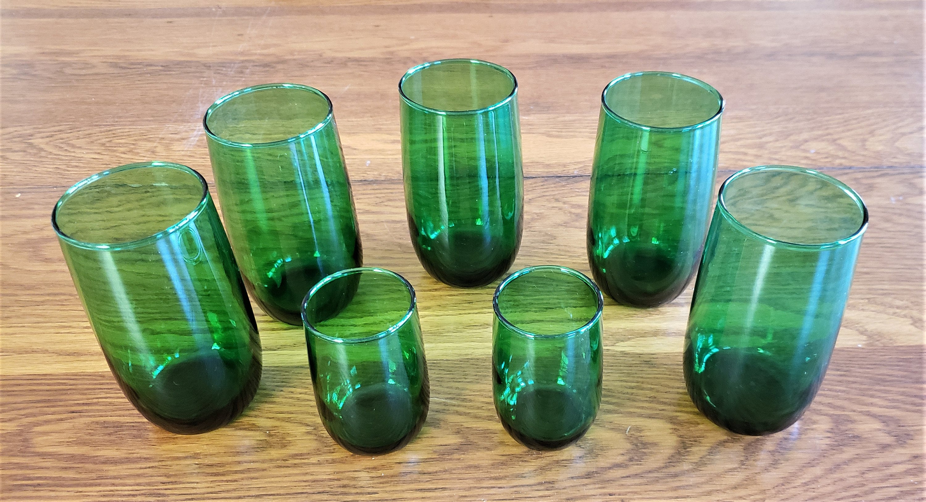 Vintage Emerald Green Glasses-roly Poly Tumbler-juice Glass-anchor