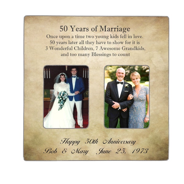 50th Anniversary Gifts For Parents, Wedding Anniversary Frame, Then And Now Picture Frame, Mom And Dad Anniversary Gift, In Laws Gift