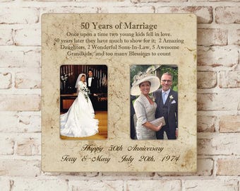 50th Anniversary Gifts For Parents, Wedding Anniversary Frame, Then And Now Picture Frame, Mom And Dad Anniversary Gift, In Laws Gift
