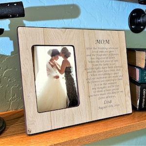 Mother Of The Bride Picture Frame, Wedding Poem For Mom, Bride And Mom Photo Frame, Bride Gift To Mom, Wedding Memory Frame, Wooden Frame