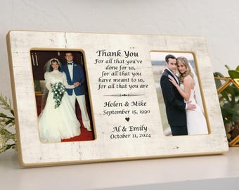 Marco de fotos personalizado para padres de la novia, regalo de agradecimiento, 8 x 13 pulgadas, tamaño completo (4 x 6 pulgadas)