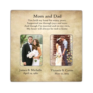 Wedding Frame For Parents, Picture Frame For Parents Of The Bride, Thank You Gift From Bride & Groom, Double Photo Frame With Message