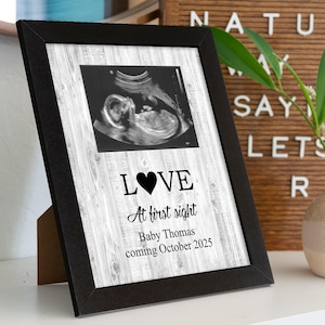 Love at First Sight-Pregnancy Reveal-First Sonogram Image-Ultrasound Image Picture Frame-Personalized Grandparents To Be Gift