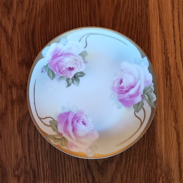 Royal Munich Pastel Rose Plate-6 inch Diameter-Hand Painted-Made in Bavaria