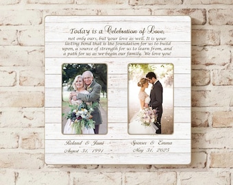 Wedding Gift For Parents, Wood Picture Frame, Thank You Wedding Gift, Mom And Dad Frame, Parents Of The Bride Frame, Double Picture Frame