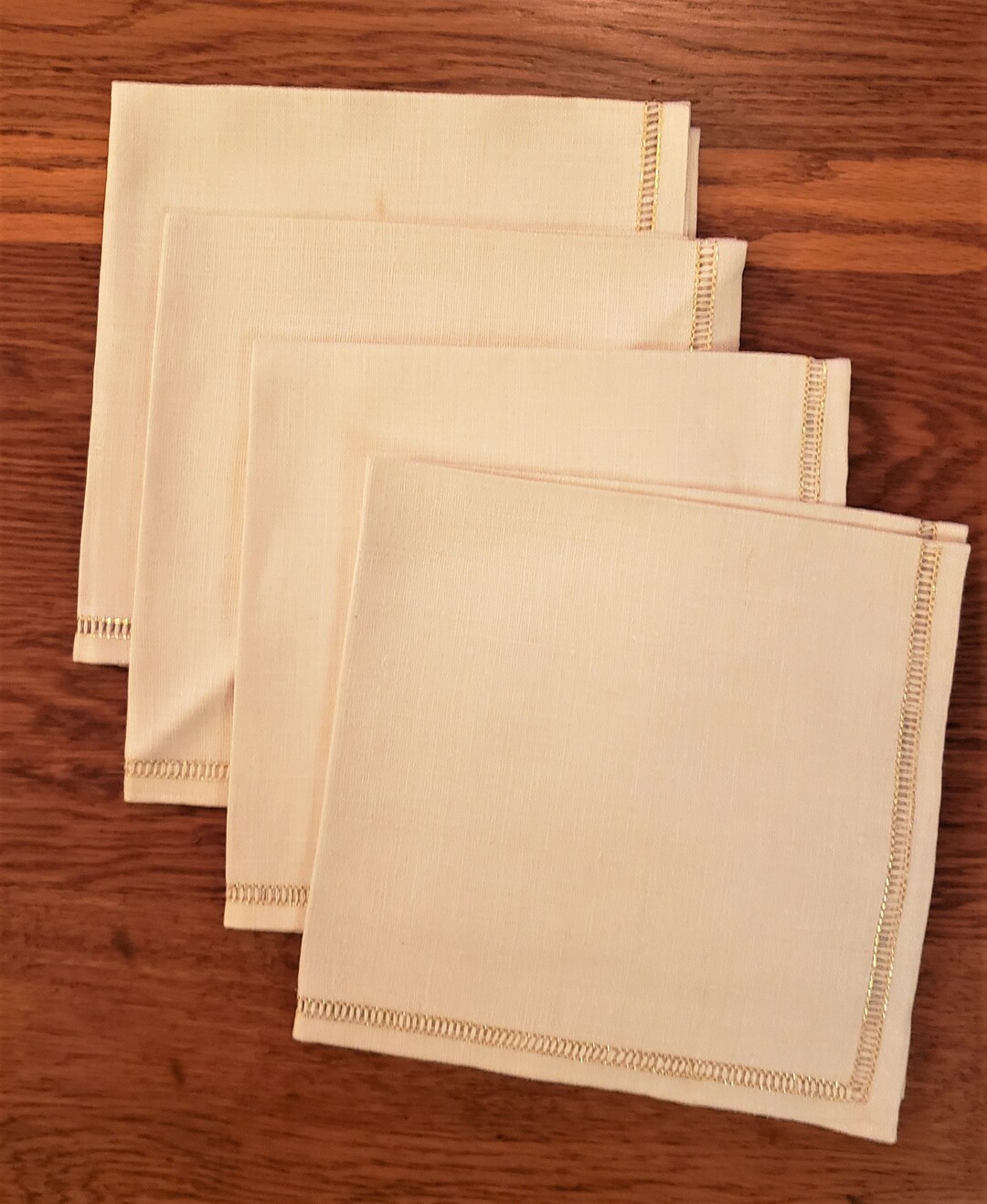 Vintage Dinner Napkins16x16gold Thread Border Etsy