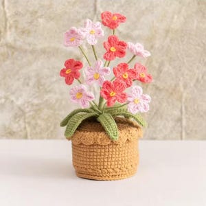 Crochet Flower Pot, Handmade Knitted Bonsai Plant, Polyester Home Decor