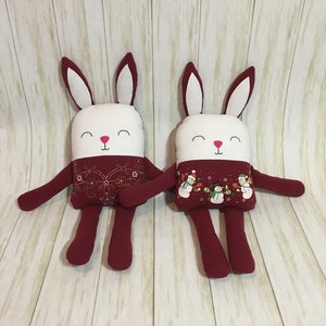 Memory bunny made from clothing, memory items, custom stuffed bunny, custom handmade memory bunny, grief help animal, custom animals