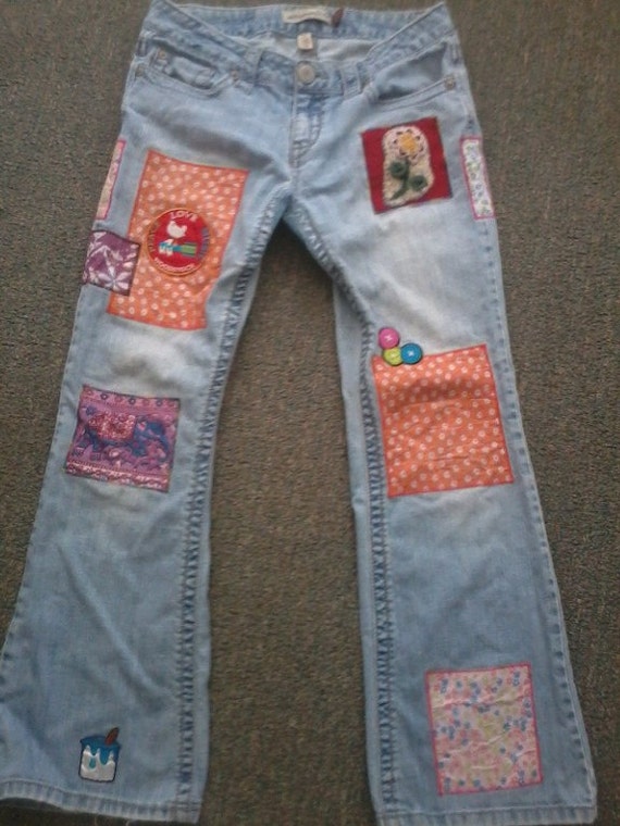 Momma Hippie Custom Patchwork Jeans: You Send Me Your Jeans | Etsy