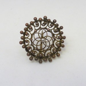 Amazing Victorian Circular Geometric Flourish Filagree Pin